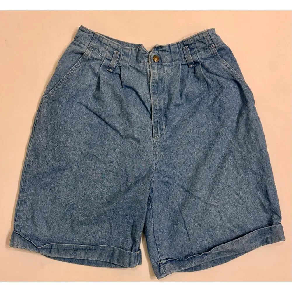 Y2K American Eagle Outfitters Women's High Rise Baggy Pleated Denim Shorts Sz 12